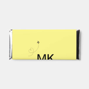 Simple minimal monogram add text travel plane phot hershey bar favors