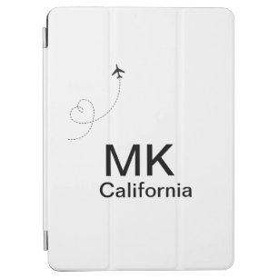 Simple minimal monogram add text travel plane phot iPad air cover