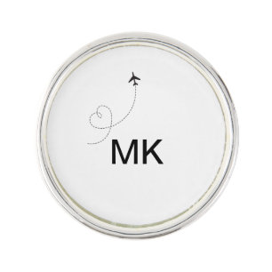 Simple minimal monogram add text travel plane phot lapel pin