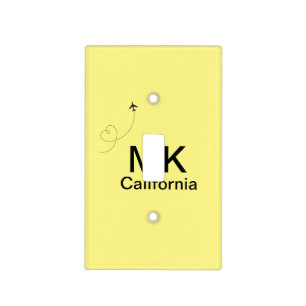 Simple minimal monogram add text travel plane phot light switch cover