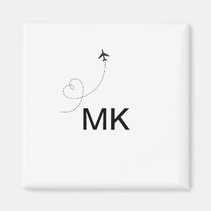 Simple minimal monogram add text travel plane phot magnet