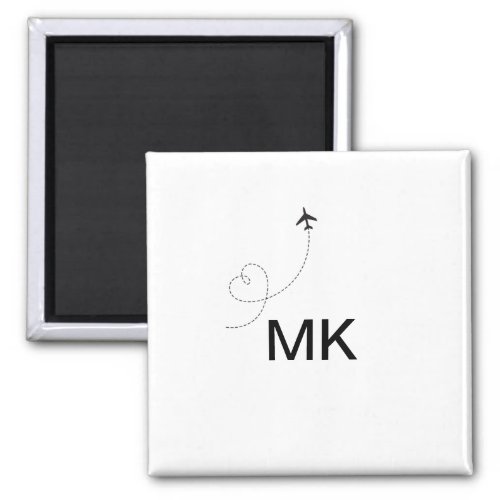 Simple minimal monogram add text travel plane phot magnet