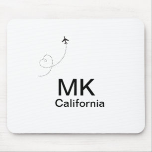 Simple minimal monogram add text travel plane phot mouse pad