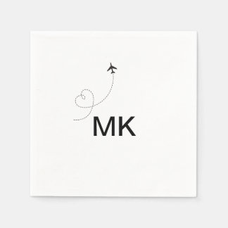 Simple minimal monogram add text travel plane phot napkins