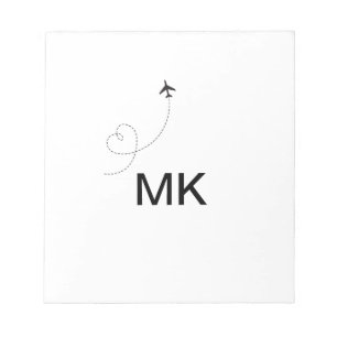 Simple minimal monogram add text travel plane phot notepad
