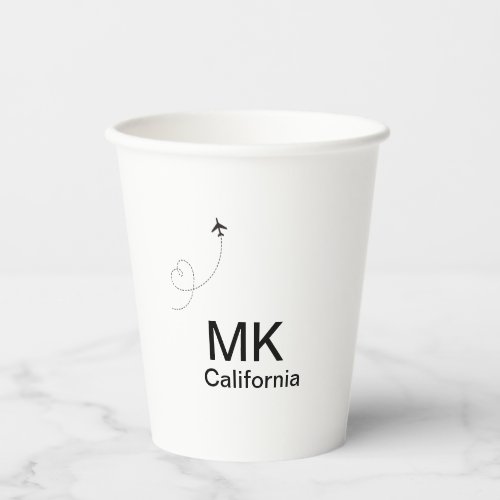 Simple minimal monogram add text travel plane phot paper cups