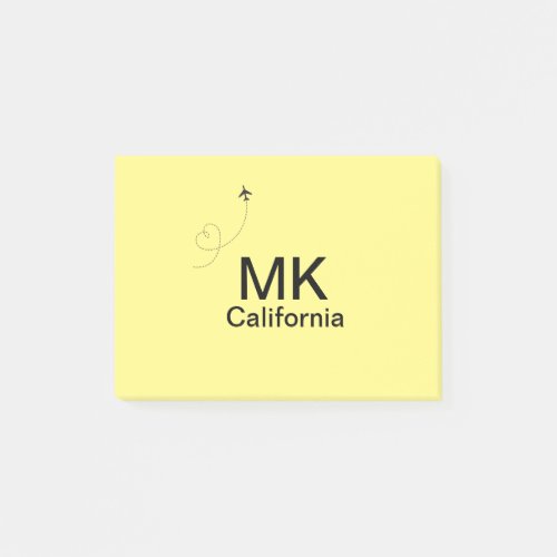 Simple minimal monogram add text travel plane phot post_it notes