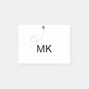 Simple minimal monogram add text travel plane phot post-it notes