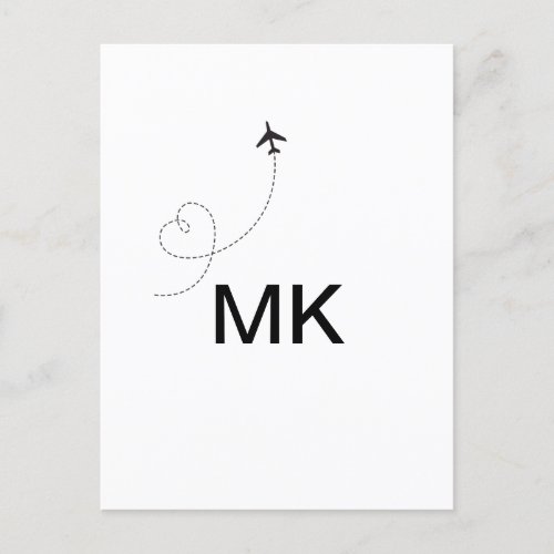 Simple minimal monogram add text travel plane phot postcard