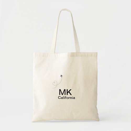 Simple minimal monogram add text travel plane phot tote bag