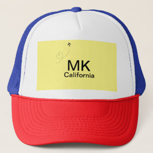 Simple minimal monogram add text travel plane phot trucker hat