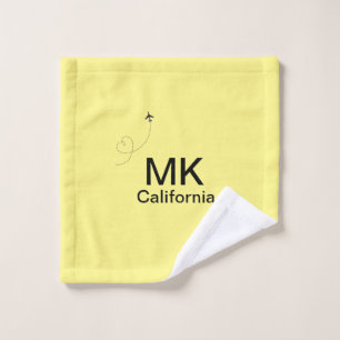 Simple minimal monogram add text travel plane phot wash cloth