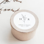 Simple Minimal Monogram Botanical Wedding Classic Round Sticker<br><div class="desc">Simple Minimal Monogram Botanical Wedding Classic Round Sticker  features your initials around a line drawing botanical,  along with a classically modern type layout.</div>