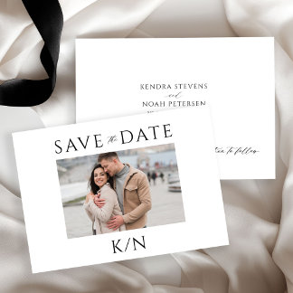 Simple minimal monogram couple photo wedding save the date