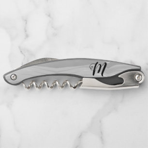 simple minimal monogram logo add your watercolor waiter's corkscrew