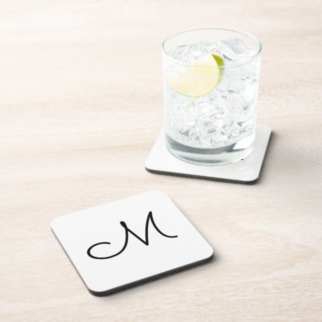 simple minimal monogram logo elegant personalized beverage coaster (Right Side)