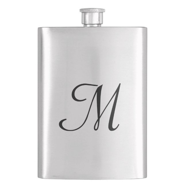 simple minimal monogram logo elegant personalized flask (Front)
