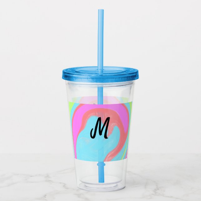 simple minimal monogram logo personalized baking   acrylic tumbler (Front)