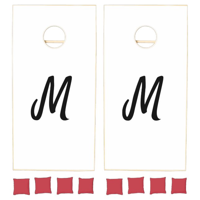simple minimal monogram logo personalized baking   cornhole set (Set)