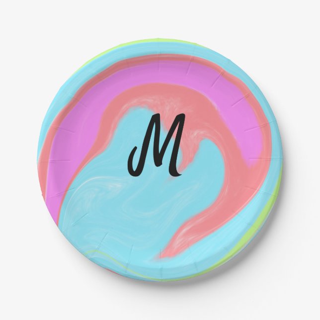 simple minimal monogram logo personalized baking   paper plates (Front)