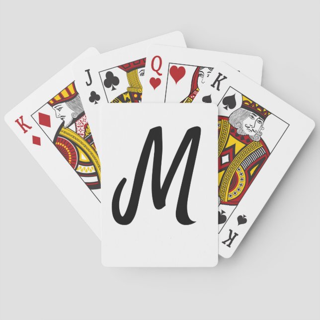 simple minimal monogram logo personalized baking   poker cards (Back)