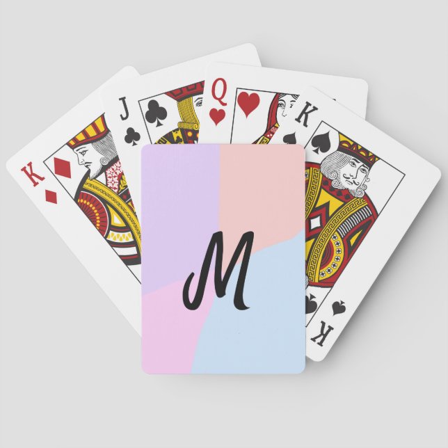 simple minimal monogram logo personalized baking   poker cards (Back)