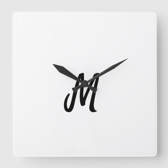 simple minimal monogram logo personalized baking   square wall clock (Front)