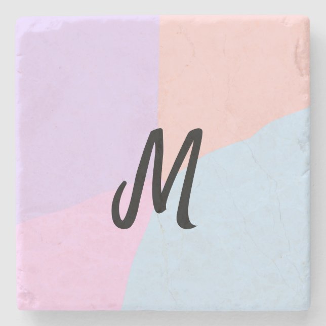 simple minimal monogram logo personalized baking   stone coaster (Front)