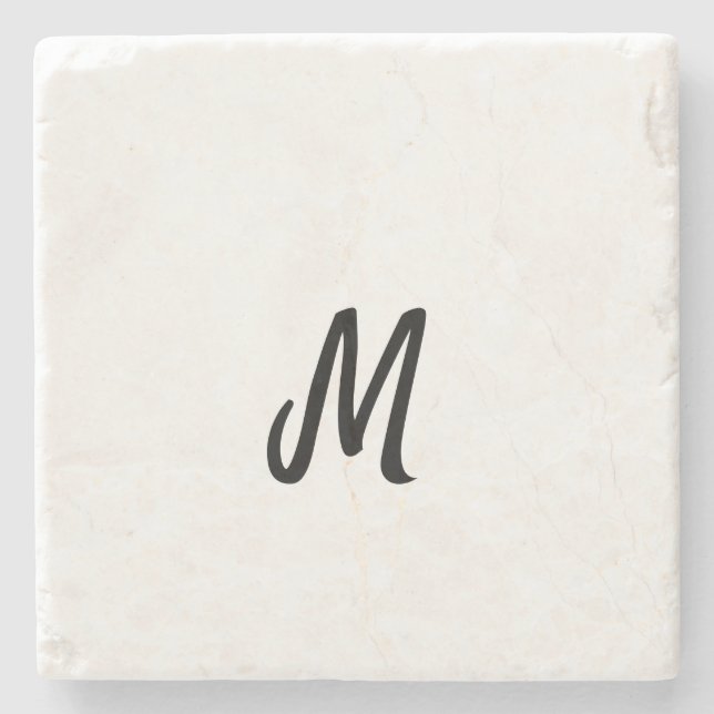 simple minimal monogram logo personalized baking  stone coaster (Front)