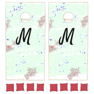 simple minimal monogram logo personalized baking t cornhole set