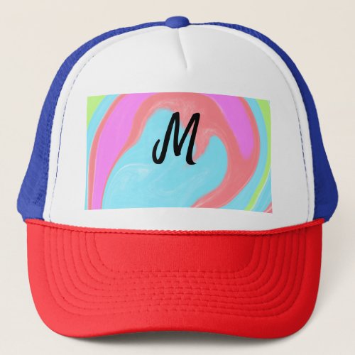 simple minimal monogram logo personalized baking   trucker hat