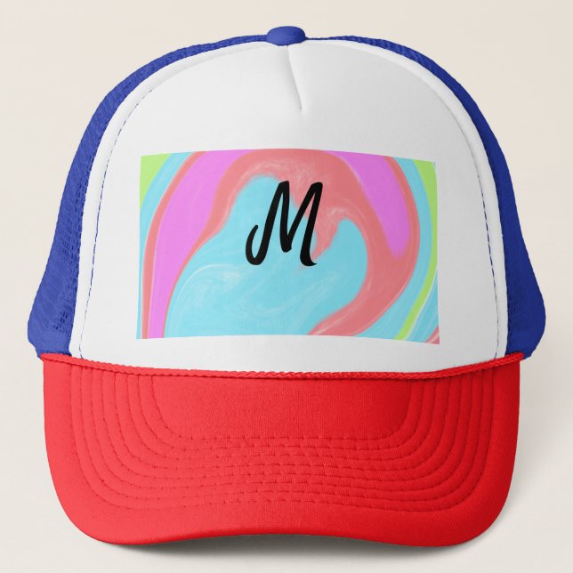 simple minimal monogram logo personalized baking   trucker hat (Front)