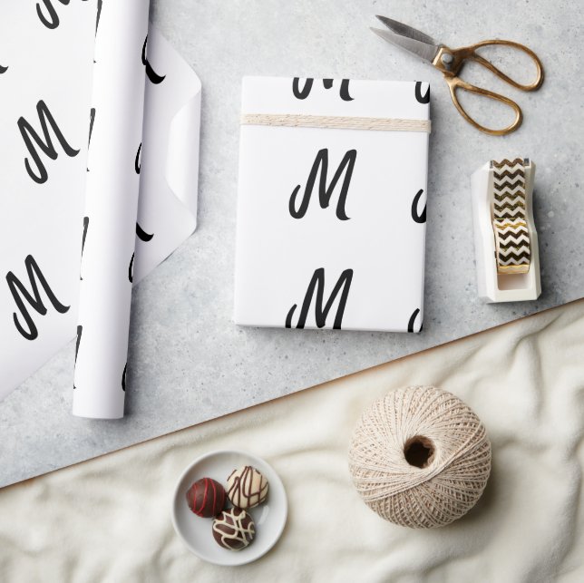 simple minimal monogram logo personalized baking   wrapping paper (Crafts)