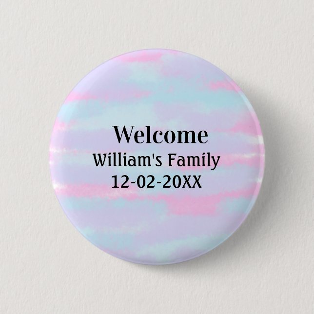 simple minimal monogram logo personalized welcome button (Front)