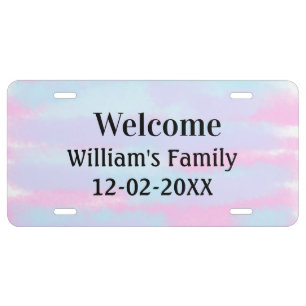 simple minimal monogram logo personalized welcome license plate
