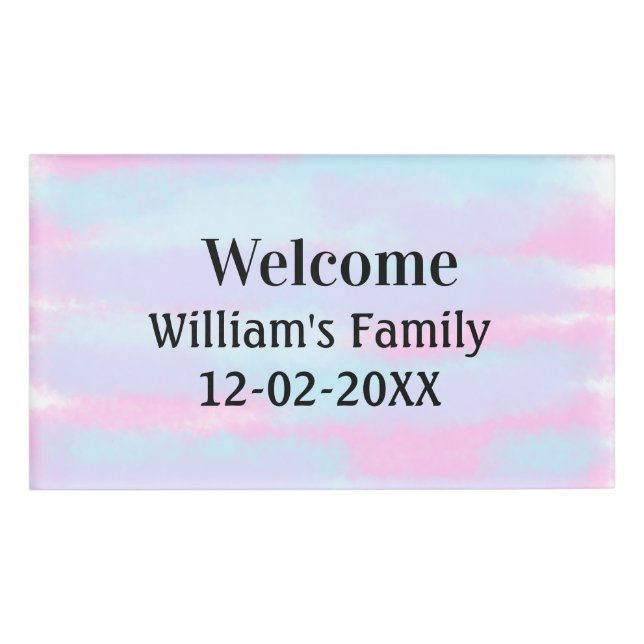 simple minimal monogram logo personalized welcome name tag (Front)