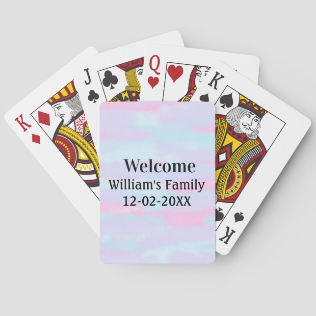 simple minimal monogram logo personalized welcome poker cards (Back)