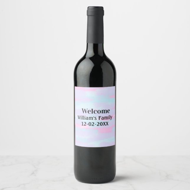 simple minimal monogram logo personalized welcome wine label (Front)