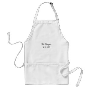 simple minimal monogram mrs Mr name date year Thro Adult Apron