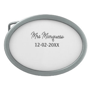 simple minimal monogram mrs Mr name date year Thro Belt Buckle