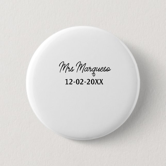 simple minimal monogram mrs Mr name date year Thro Button (Front)