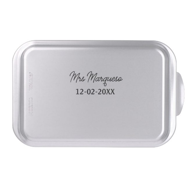 simple minimal monogram mrs Mr name date year Thro Cake Pan (Front)