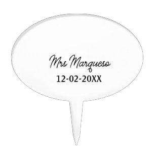 simple minimal monogram mrs Mr name date year Thro Cake Topper