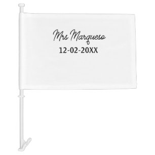 simple minimal monogram mrs Mr name date year Thro Car Flag