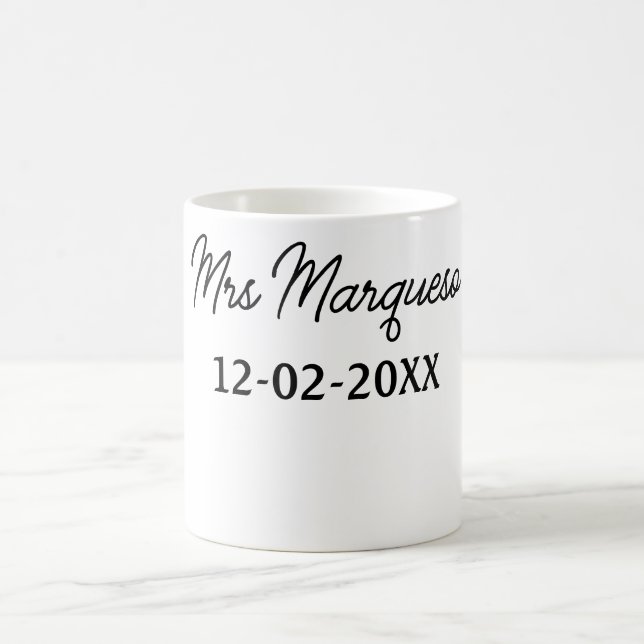 simple minimal monogram mrs Mr name date year Thro Coffee Mug (Center)