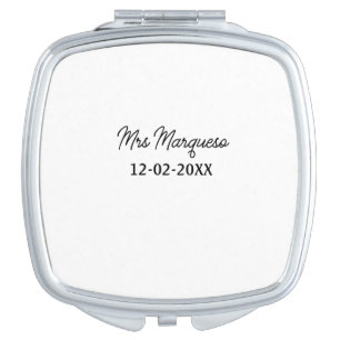 simple minimal monogram mrs Mr name date year Thro Compact Mirror