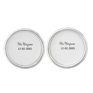 simple minimal monogram mrs Mr name date year Thro Cufflinks