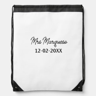 simple minimal monogram mrs Mr name date year Thro Drawstring Bag