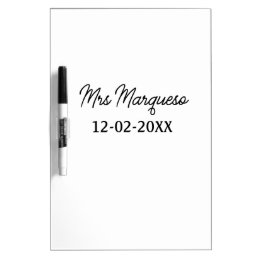 simple minimal monogram mrs Mr name date year Thro Dry Erase Board
