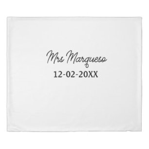 simple minimal monogram mrs Mr name date year Thro Duvet Cover